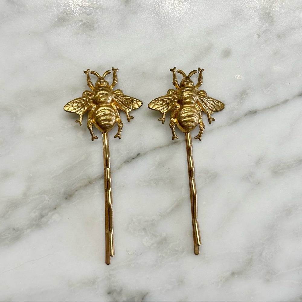 Gold Bee Hair Pins